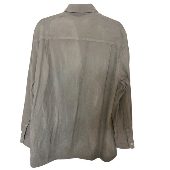 Brandini le Collezioni Mens Gray Faux Suede Button Down Long Sleeve Shirts Sz L - Picture 5 of 6